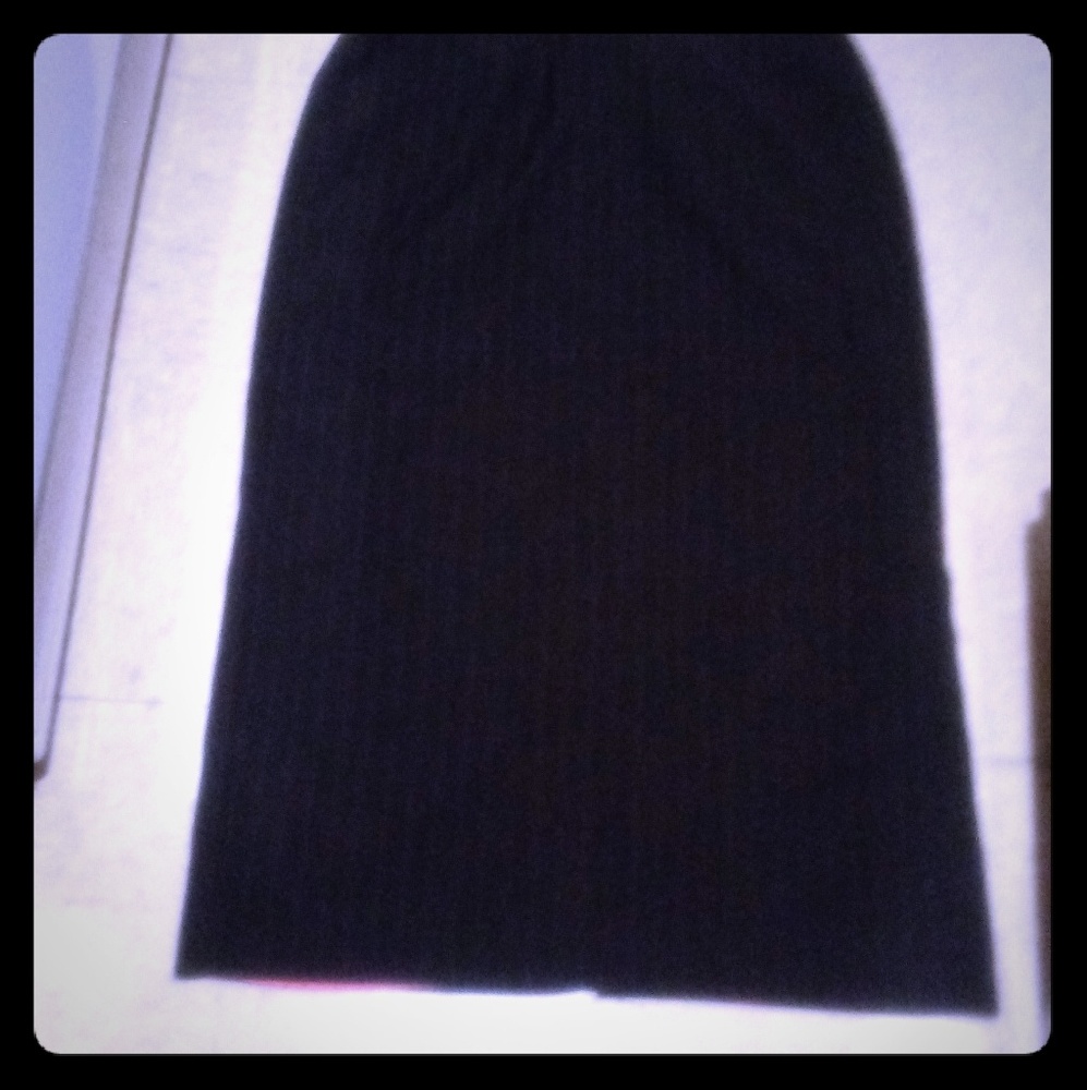 Black with pink pinstripe skirt.